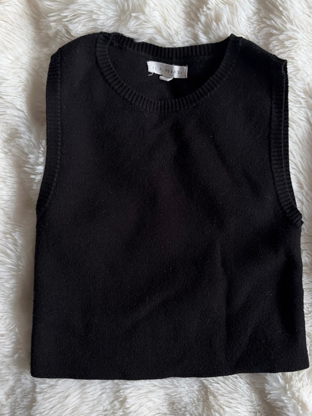 La Hearts Black Crewneck Sleeveless Sweater